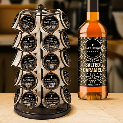 NEW Café Le Rou Salted Caramel Coffee Syrup 25.4 oz (Caramel, 1-pack)*Includes 1 Syrup Dispensers*Flavoring Syrup for Tea and Coffee