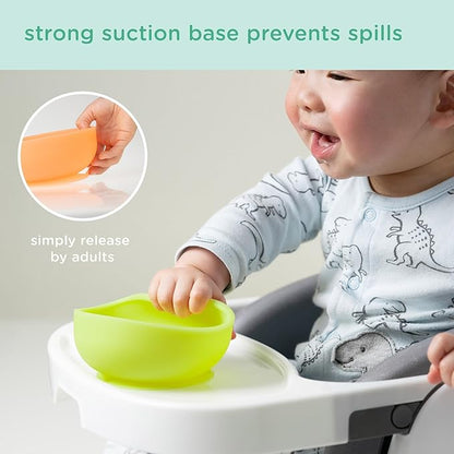 Olababy 100% Silicone Suction Bowl with Lid for Independent Feeding | First Stage Self Feeding Essential for Toddlers and Kids| Baby Led Weaning Snack Feeder | Food Container and Storage | (Blueberry)
