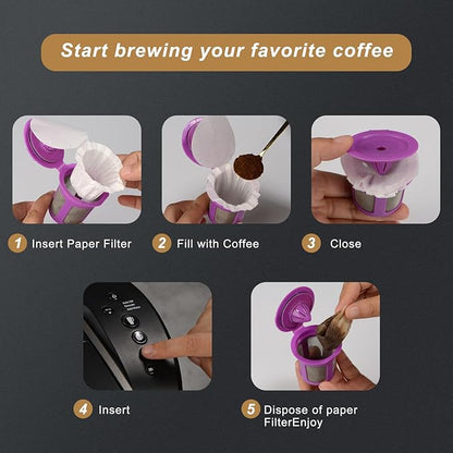 Pro Mael Disposable K Cup Filters with Lid, Coffee Filter Paper for Keurig Brewers Single Serve 1.0 and 2.0, Use with Reusable K Cup Pods, White (100-Count)