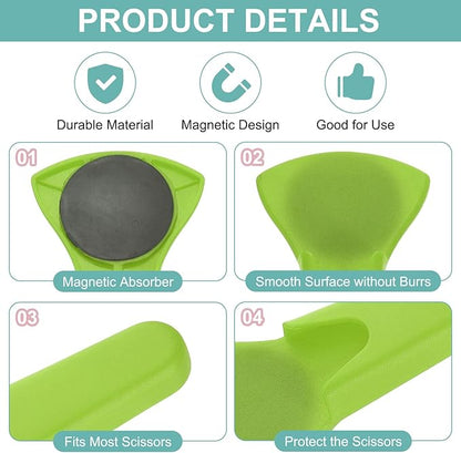 uxcell 2 Pcs Magnetic Scissor Holder, 7.48" x 3.46" Plastic Scissors Cover Durable Waterproof Protector Portable with Round Magnetic Absorber for Kitchen Shears, Green