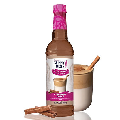 Jordan's Skinny Syrups Sugar Free Coffee Syrup, Cinnamon Dolce Flavor Drink Mix, Zero Calorie Flavoring for Chai Latte, Protein Shake, Food and More, Gluten Free, Keto Friendly, 25.4 Fl Oz, 1 Pack