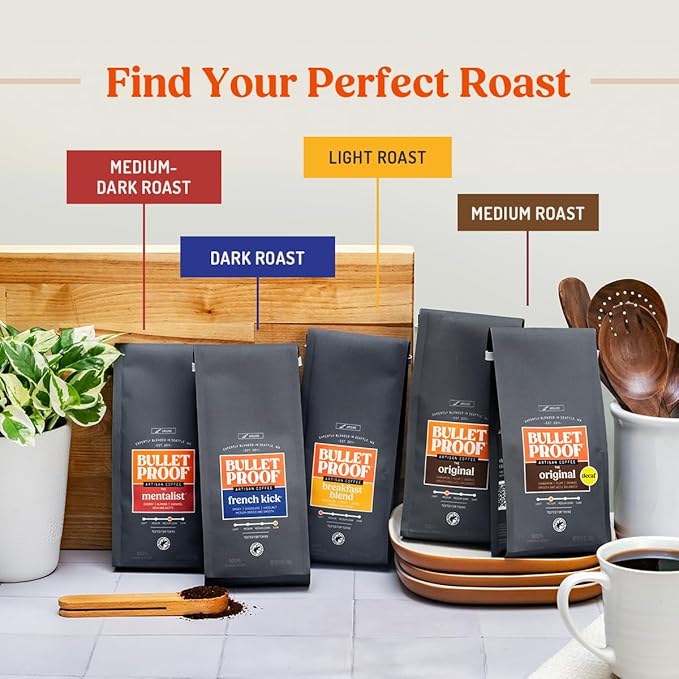 Bulletproof French Kick Dark Roast Whole Bean Coffee, 12 Ounces, Clean Coffee Tested for Toxins, Packaging May Vary (Pack of 2)