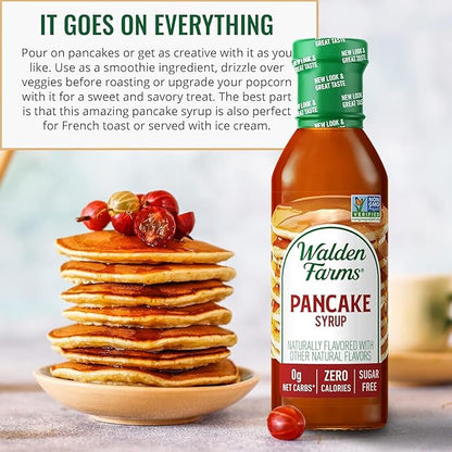 Walden Farms Pancake Syrup – Perfect for Pancakes, Waffles, Desserts – Zero Calorie, Sugar-Free, Low Carb, Keto-Friendly, Gluten-Free, Vegan – 12 oz Bottle
