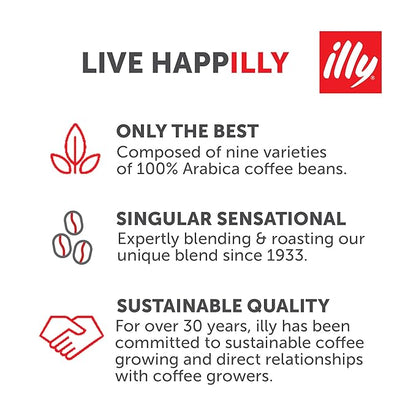 illy Ground Coffee Moka - 100% Arabica Flavored Coffee Ground - Rich Aromatic Coffee Grounds Profile – Intenso Dark Roast – Warm Notes of Cocoa & Dried Fruit - No Preservatives – 8.8 Ounce