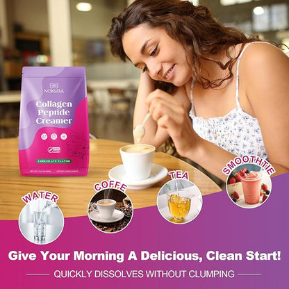 Collagen Protein Coffee Creamer Powder, Marine Collagen Peptides with Coconut Mct Oil for Hair Skin & Nails Support, Non Dairy, Sugar Free, Keto Friendly, Chocolate Flavor, 500g (20 Servings)