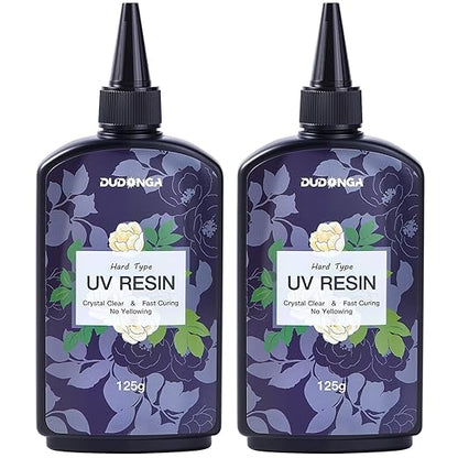 UV Resin 250g, DUDONGA Fast Curing Upgraded Crystal Clear Epoxy Resin Hard Type for Jewelry Making, Craft, DIY