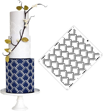 4Pcs Lace Wedding Tiers Pattern Birthday Cake Background Stencil Template - Baking Mesh Seamless Harvest Cake Stencil (XTall A)