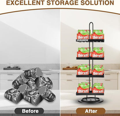 16 Flavor Pods Storage Holder, Turntable 360° 4-tier Flavored Water Drops Organiser,Compatible with Ninja Thirsti Drink System,360° Rotating Storage Rack for Ninja Thirsti Soda Maker WC2002