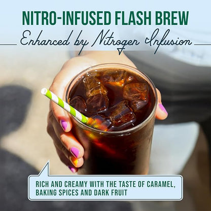 Nitro Flash Brew Coffee, 12-Pack – Organic Colombian, Ready-to-Drink Cans (10 oz Each), Smooth & Creamy with Caramel, Baking Spice & Dark Fruit Notes, 12 Pack
