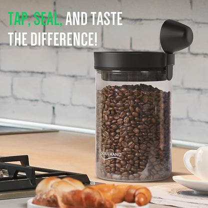 SOUL HAND Vacuum Coffee Canister Automatic Airtight Coffee Containers & Food Storage, Glass Coffee Jar with Spoon, Touch Screen Coffee Storage Container for Coffee Beans/Sugar/Nuts 1.6 L