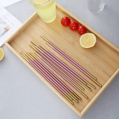 Stainless Steel Reusable Metal Straws,Extra Long Reusable Metal Straws,Metal Drinking Straws,Straight,Pink,5 Pieces.