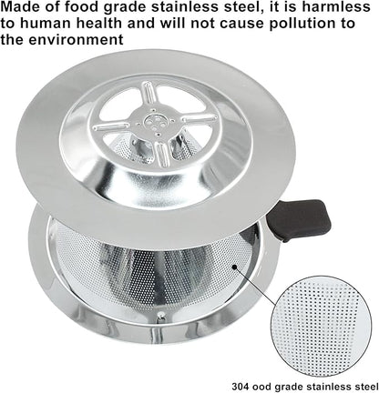 Waziaqoc Pour Over Coffee Dripper, Reusable Paperless Coffee Filter for 1-2 Cups, Stainless Steel Drip Cone Brew Coffee Strainer,Upgraded Double Micro Mesh Filter with Cup Stand