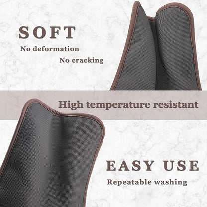 Cotton and Neoprene Oven Pads Pot Holders with Pocket 8"x8.5" Dual-Function Hot Pad Set for Finger Hand Wrist Protection Heat Resistant to 428°F Brown