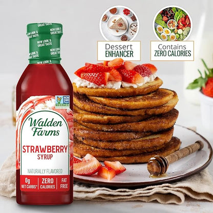 Walden Farms Strawberry Syrup – Perfect for Desserts, Smoothies, Breakfast – Zero Calorie, Sugar-Free, Low Carb, Keto-Friendly, Gluten-Free, Vegan, 12 oz Bottle