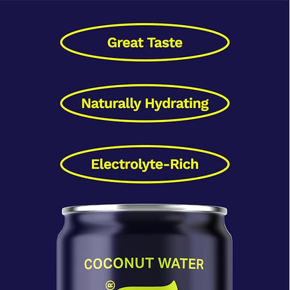 Coaqua Sparkling Coconut Water, 12 Pack, Natural Electrolytes for Hydration, Refreshing Sparkling Electrolyte Drink, Pure Coconut Water Not from Concentrate, Fat Free, 16.9 Fl Oz Cans