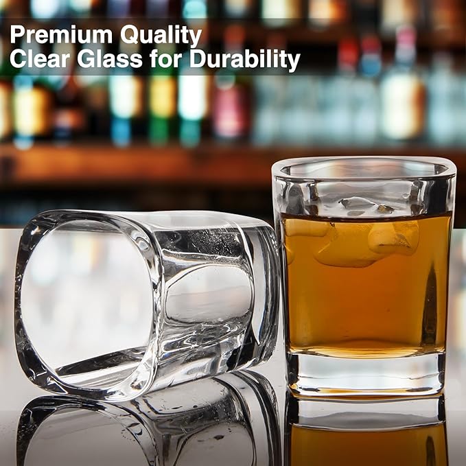Ruckae 12 Pack 2 OZ Shot Glasses Set with Pallets Heavy Base Clear Square Shot Glasses Bulk for Vodka Tequila Whiskey Liquor