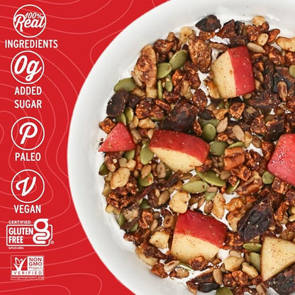 Wildway Keto Granola | Apple Cinnamon | Grain-Free, Certified Gluten-Free Cereal | Vegan, Low Carb | No Sugar Added | Paleo-Friendly | Non-GMO Fruit & Nut Clusters | Nutrient-Rich Snack | 8 oz, 3 Pack