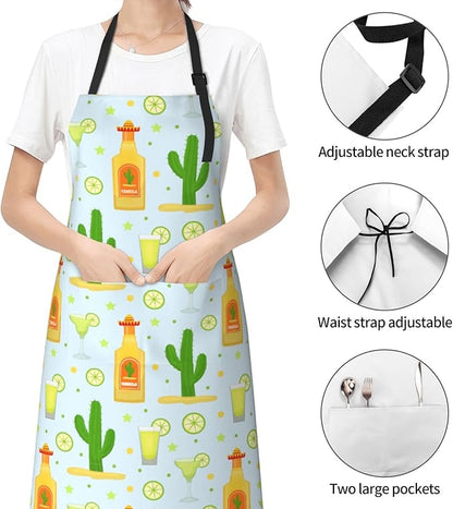 Flamingo Apron Baking Aprons Novelty Cooking Chef Gift Bbq Grilling With 2 Pockets Kitchen Apron