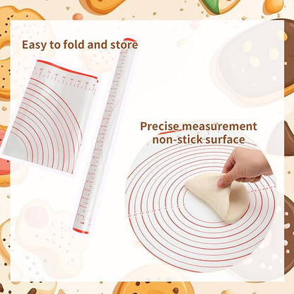 20 Pcs Rolling Pin Set Include 2 Classic Wood Dough Rollers 16 Adjustable Thickness Guide Rings 2 Pastry Mats Non slip Silicone Baking Essentials for Fondant Pasta Bread Pizza Pies Cookies