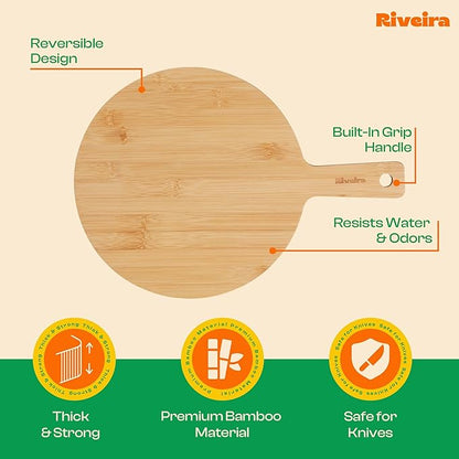 Riveira White Bamboo Wood Cutting Board – Gourmet Bamboo Grandeur: 17 x 12 Wooden Cutting Board – Wooden Cutting Boards For Kitchen Decorative – Innovative Juice Grooves Wooden Chopping Board