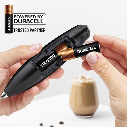 Zulay Kitchen Patented Tornado Triple Whisk Milk Frother with 4 Duracell Batteries – Handheld Foam Maker for Coffee, Lattes, Matcha & Hot Chocolate – Rich, Creamy Froth in Seconds