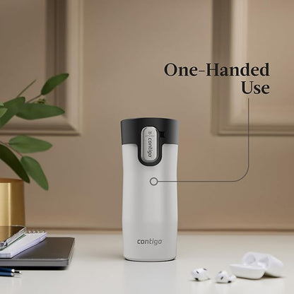 Contigo AUTOSEAL West Loop Vacuum-Insulated Stainless Steel Travel Mug with Easy-Clean Lid, 12oz, Salt Frosted Pearl