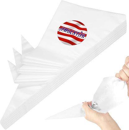 25 Inch Extra Large Piping Bags, AMBESTAR 200 Pieces Thick Disposable Anti Burst Icing Bags, Heavy Duty Icing Piping Bags Chocolate Royal Cupcake Cream Frosting Decorating Baking Supplies
