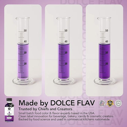 Dolce Flav Natural Purple Food Coloring – 2 oz Liquid Dye from Red Radish & Huito with Graduated Dropper | Water-Soluble | For Baking, Drinks & Frostings | Kosher | Made in USA