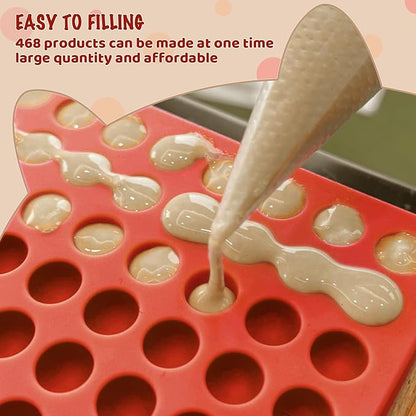 HKNMTT Silicone Mini Round Shape Molds, 468 Cavities Tiny Semi Sphere Baking Sheet Dog Treats Molds Candy Freezer Oven Safe Homemade Dog Treats Kit BPA Free Food Grade