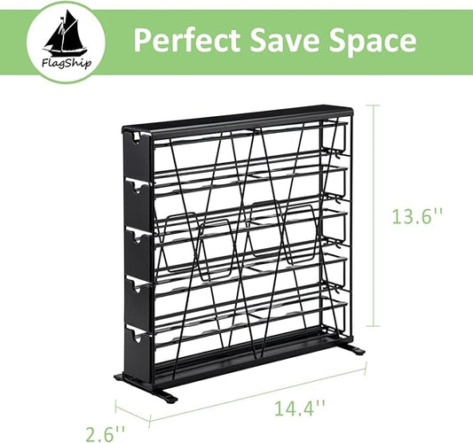 FlagShip 5-Tier Corner Coffee Pod Organizer for K Cup - 35 Capsules Metal Storage, Space-Saving Kitchen Countertop Rack Wall Mountable
