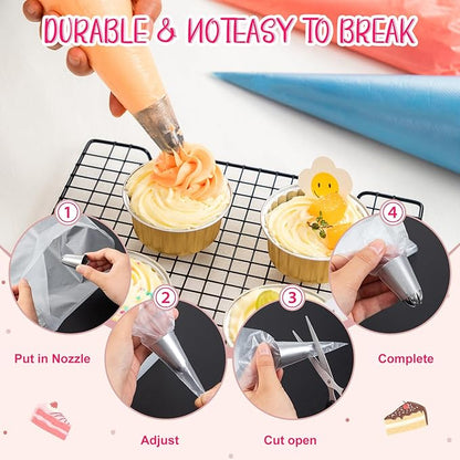 24 Inch Extra Large Piping Bags Disposable, 120Pcs Thickened Icing Piping Bags, Food Grade Cake Decorating Bags for Dessert, Pastry, Cookies, Cupcake Decorating