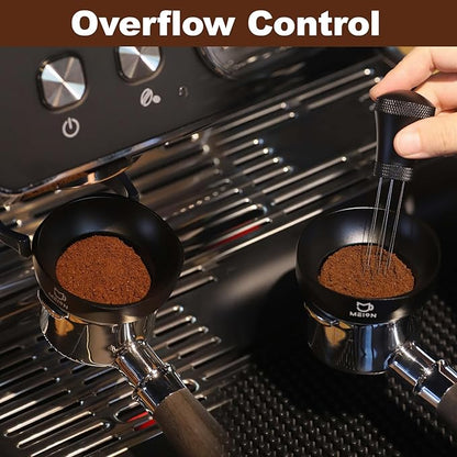MEION 58mm Dosing Funnel, Magnetic Espresso Dosing Funnel Coffee Funnel Compatible with 58mm Portafilter, Espresso Tools Portafilter Funnel (58mm, Black)