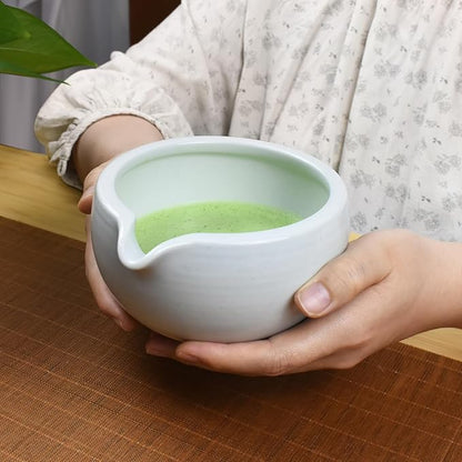 Artcome 4 Pcs Complete Matcha Tea Ceremony Kit - Bowl, Whisk, Whisk Holder, Tea Scoop - For Usucha, Koicha and Matcha Latte (White)