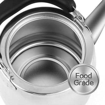 Tea Kettle,Whistling Tea kettle for Stove Top,3 QT Stainless Steel Teapot,Induction Tea Kettle Pot for Stovetop (2.85 L,Silver)