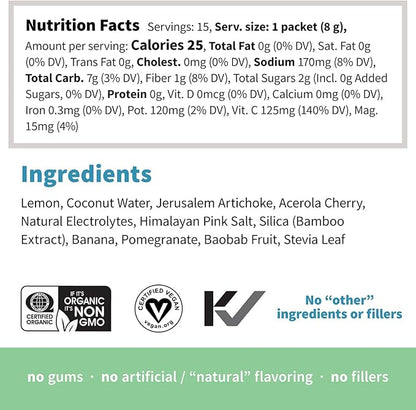 Sprout Living, Colorfuel Hydration Powder Drink Mix, Organic Superfoods + Adaptogens | Hydration & Recovery, Electrolytes, Himalayan Pink Salt, Coconut Water, Lemon Citrus Flavor (15 Stick Packs)