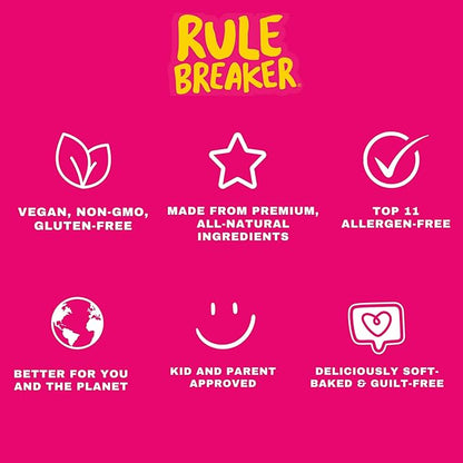 Rule Breaker Vegan & Gluten-Free Cookies | Birthday Cake Bites | Plant-Based, Dairy, Nut, Soy, Allergen Free, Kosher | Soft-Baked School Snacks for Kids and Adults (Pack of 6)