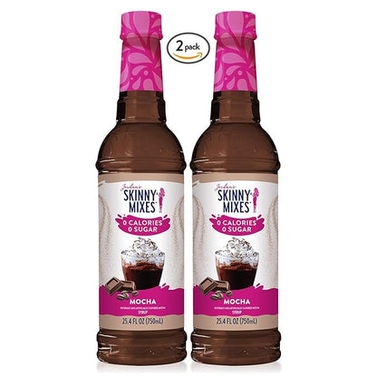 Jordan's Skinny Syrups Sugar Free Coffee Syrup, Mocha Flavor Drink Mix, Zero Calorie Flavoring for Chai Latte, Protein Shake, Food & More, Gluten Free, Keto Friendly, 25.4 Fl Oz, 2 Pack
