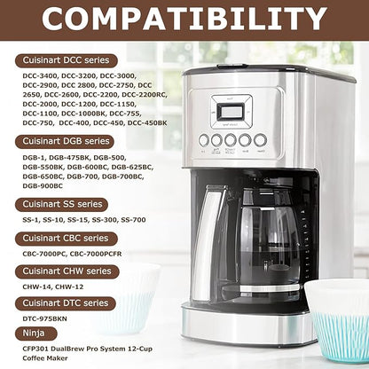 KEEPOW Reusable Coffee Filter Replacement 12-Cup, Compatible with Cuisinart Coffee Makers, Gold Tone Coffee Filter Basket 10-12 Cup