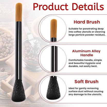 Giantree Dual Head Coffee Brush, Coffee Grinder Brush, Dusting Espresso Brush Coffee Grinder Cleaner, Barista Tools for Coffee Machine Toaster Cleaning(Black)