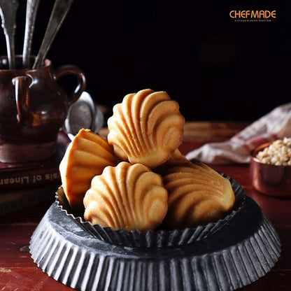 CHEFMADE Madeleine Mold Cake Pan, 12-Cavity Non-Stick Spherical Shell Madeline Bakeware for Oven Baking (Champagne Gold)