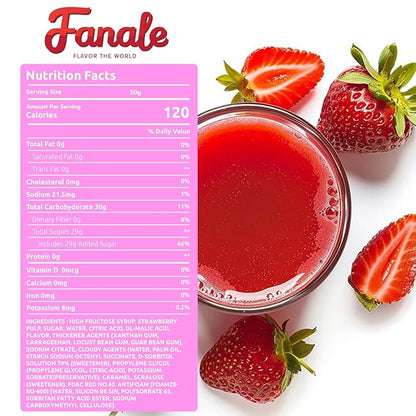 Fanale Premium Flavoring Concentrated Syrup for Bubble Tea | Strawberry Flavor Syrup | for Boba Tea, Smoothies, Slushes, Desserts | 5.5 pound Pack of 6 | SRP501-CS
