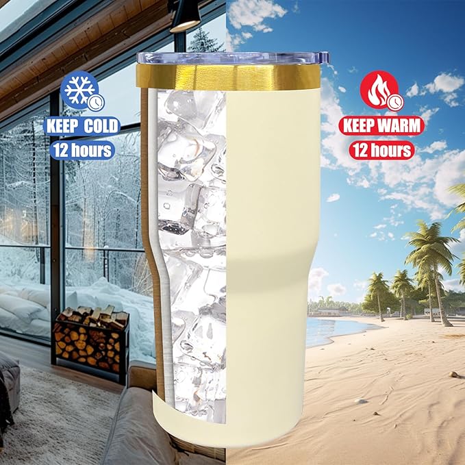 20 oz Tumbler Bulk 6 Pack Stainless Steel Tumblers with Lids and Straws, Double Wall Vacuum Insulated Travel Coffee Mug for Laser Engrave, Powder Coated Cups for Hot and Cold Drinks (Cream,6 pack)