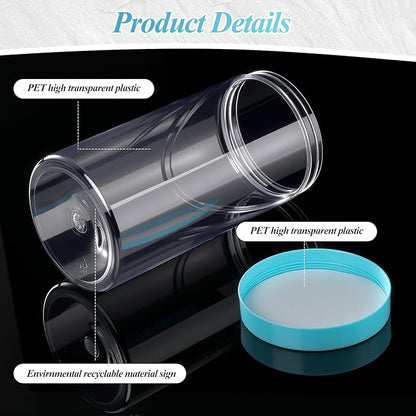 Patelai 4 Pieces Round Wide-mouth Leak Proof Plastic Container Jars with Lids for Travel Storage Makeup Beauty Products Face Creams Oils Salves Ointments DIY Making(32 Ounce,Blue)