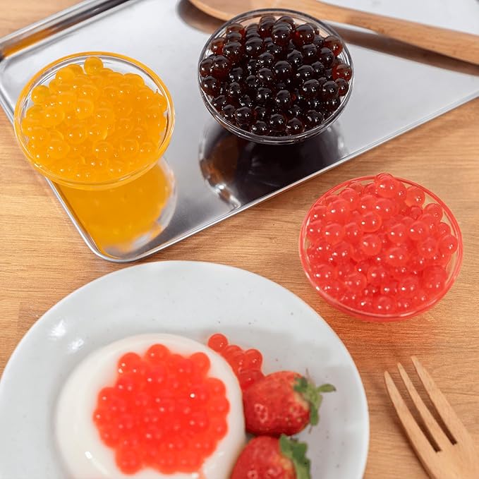 Tea Zone 3 Flavors Popping Pearls Combo, Strawberry, Mango, Blueberry Bursting Pearls for Teas, Shakes, Smoothies, Dessert Toppings