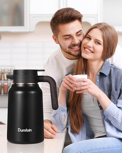 Carafes for Hot Liquids 51 oz - 12 Hour Stainless Steel Thermal Coffee Carafe-Insulated Coffee Carafes For Keeping Hot/Cold Coffee, Tea, Water, 1.5 Liter Beverage Dispenser(2 Black)