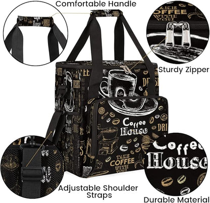 cfpolar Coffee Maker Storage Bag, Waterproof Travel Carrying Storage Tote Bag Organizer Case, Compatible with K-Mini or K-Mini Plus, And Suitable for Other Accessories， With Pockets for K-Cup Pods