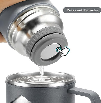 Stainless Steel Thermo 700ml/23.7oz Vacuum Insulated Bottle with Cup for Coffee Hot drink and Cold drink water flask.(Gray,Single)