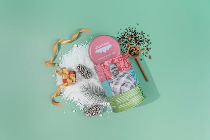 JusTea HOLIDAY TEA TRIO | Stacking Tins Variety Pack with Hand Carved Tea Spoon | Loose Leaf Tea | Variable Caffeine | Award-Winning | Fair Trade | Non-GMO