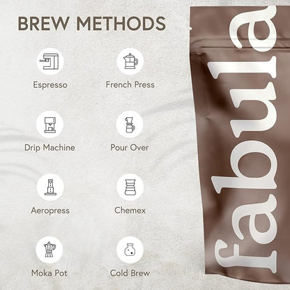 Fabula Low Acid Coffee Beans Whole, USDA Organic Coffee Beans Medium Roast - Non-GMO - No Molds - Mycotoxins Pesticides Free - Single Origin - 12 oz