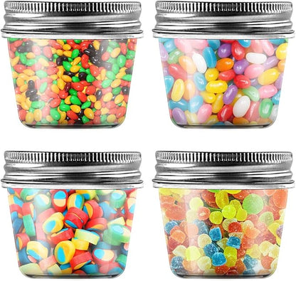 novelinks 4 oz Clear Plastic Jars with Screw-On Lids – Reusable Round Containers for Slime, Food, Spices, Crafts & Kitchen Organization – BPA-Free Storage Jars, 20 Pack